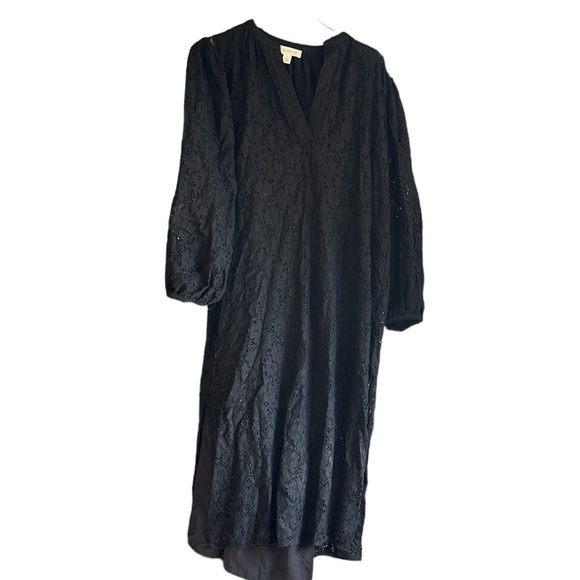 NWT Treasure Bond Lace Lined Peasant Midi Dress Black V-Neck Long Sleeve Small - Picture 3 of 15
